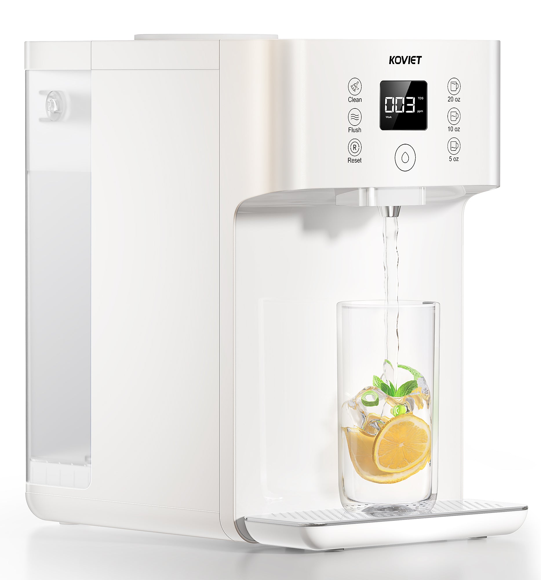 Countertop Reverse Osmosis Water Filter, 4:1 Pure to Drain, 8 Stage RO Filtration System, Portable Water Purifier, No Installation Required, Beige White