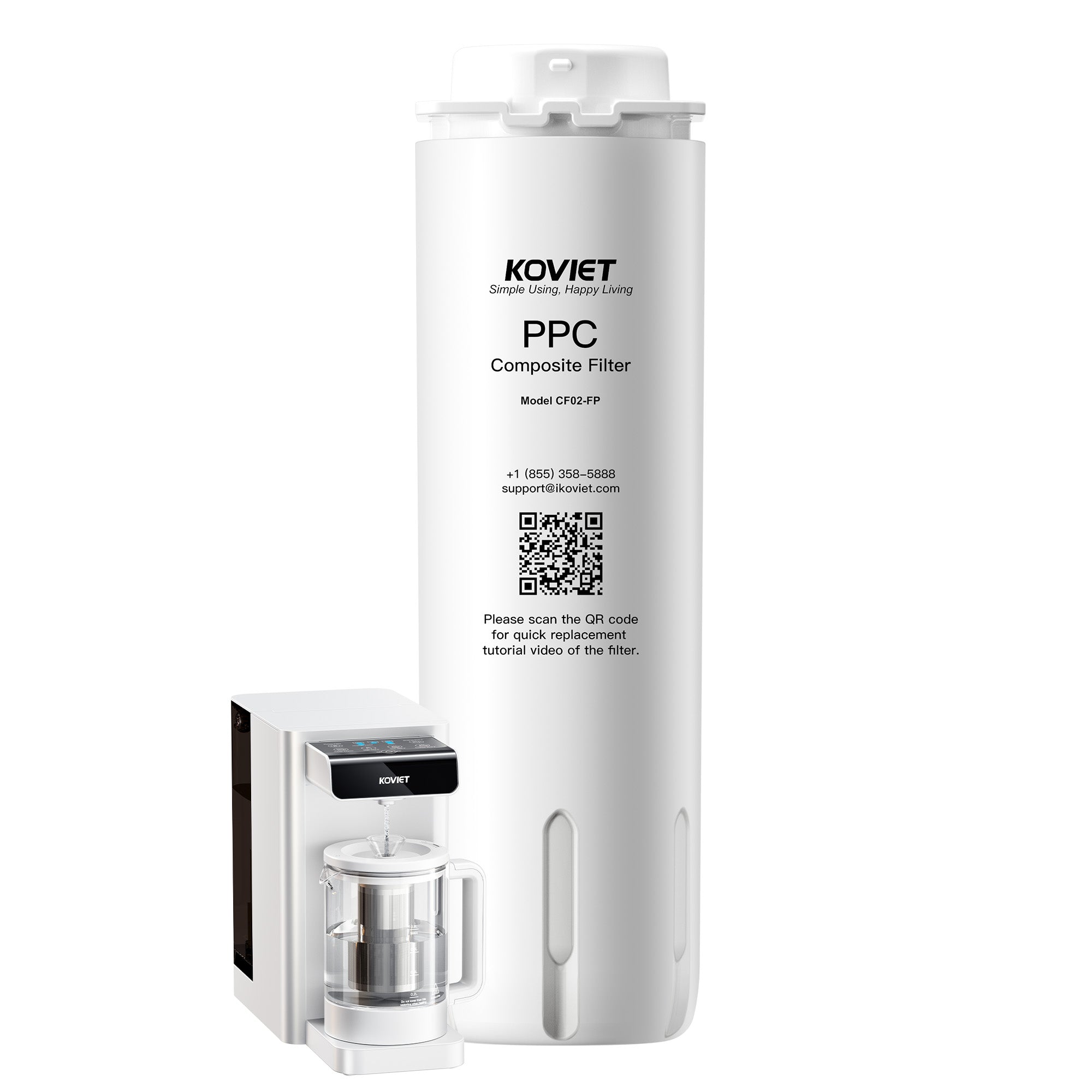 CF02-FP PPC Filter Replacement Cartridge, Water Filter Element of Reverse Osmosis System Countertop, 4-6 Months Lifetime