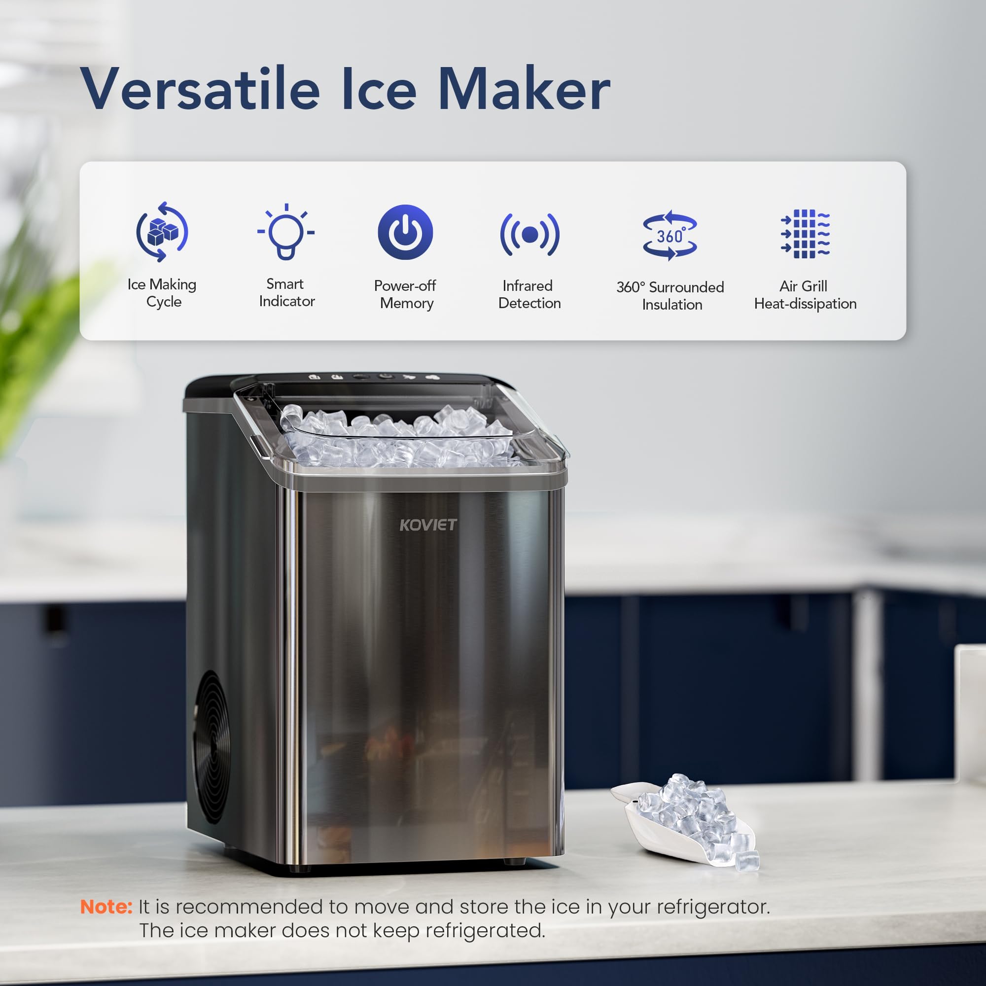 IM01 Chewable Countertop Nugget Ice Maker, Soft Pebble Ice Machine with Self-Cleaning Drainpipe, Black
