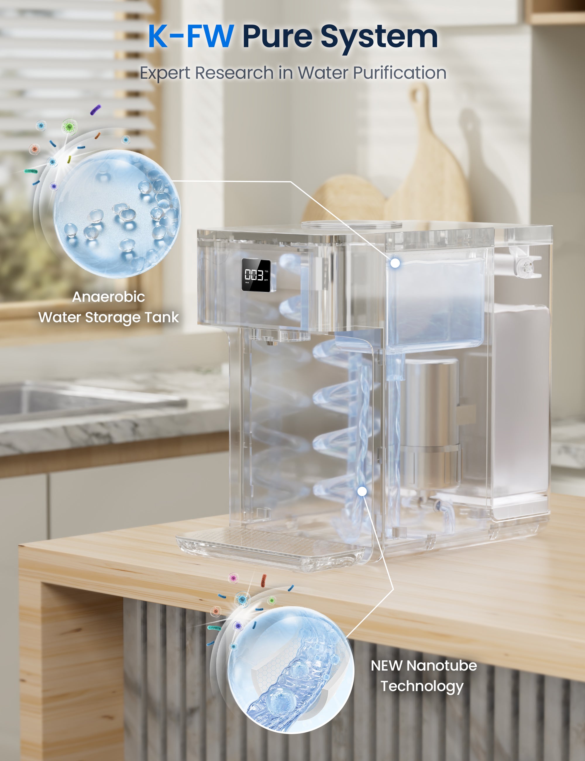 Countertop Reverse Osmosis Water Filter, 4:1 Pure to Drain, 8 Stage RO Filtration System, Portable Water Purifier, No Installation Required, Silver Gray