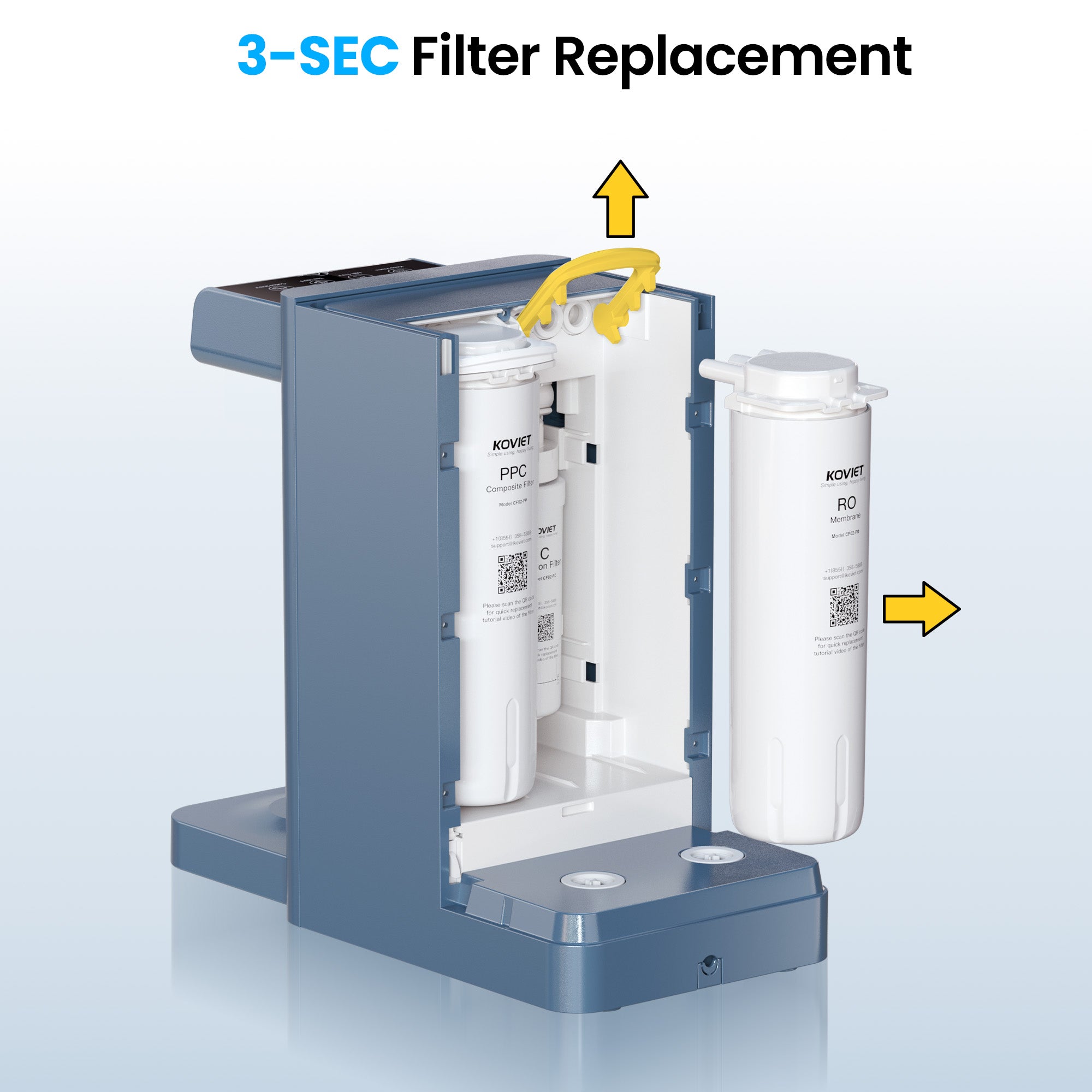 CF02-FR RO Water Filter Replacement Cartridge, RO Filter Element of Reverse Osmosis System Countertop, 24-36 Months Lifetime