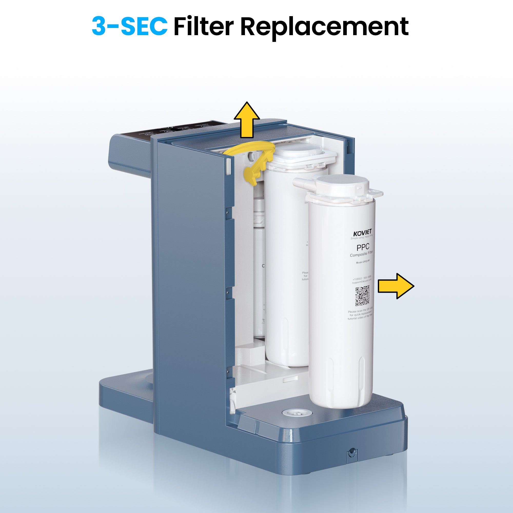 CF02-FP PPC Filter Replacement Cartridge, Water Filter Element of Reverse Osmosis System Countertop, 4-6 Months Lifetime